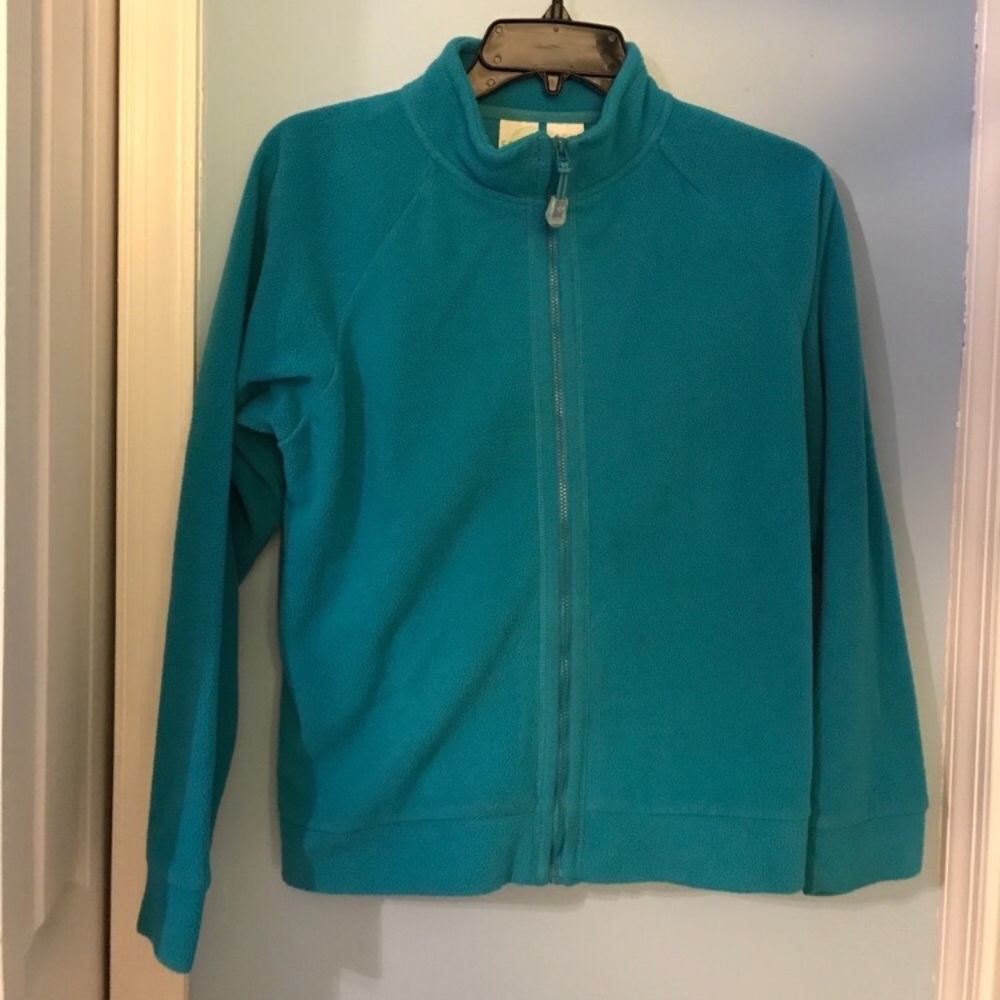 Teal turtleneck sweater jacket