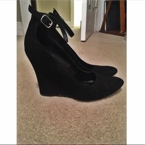 black suede wedges
