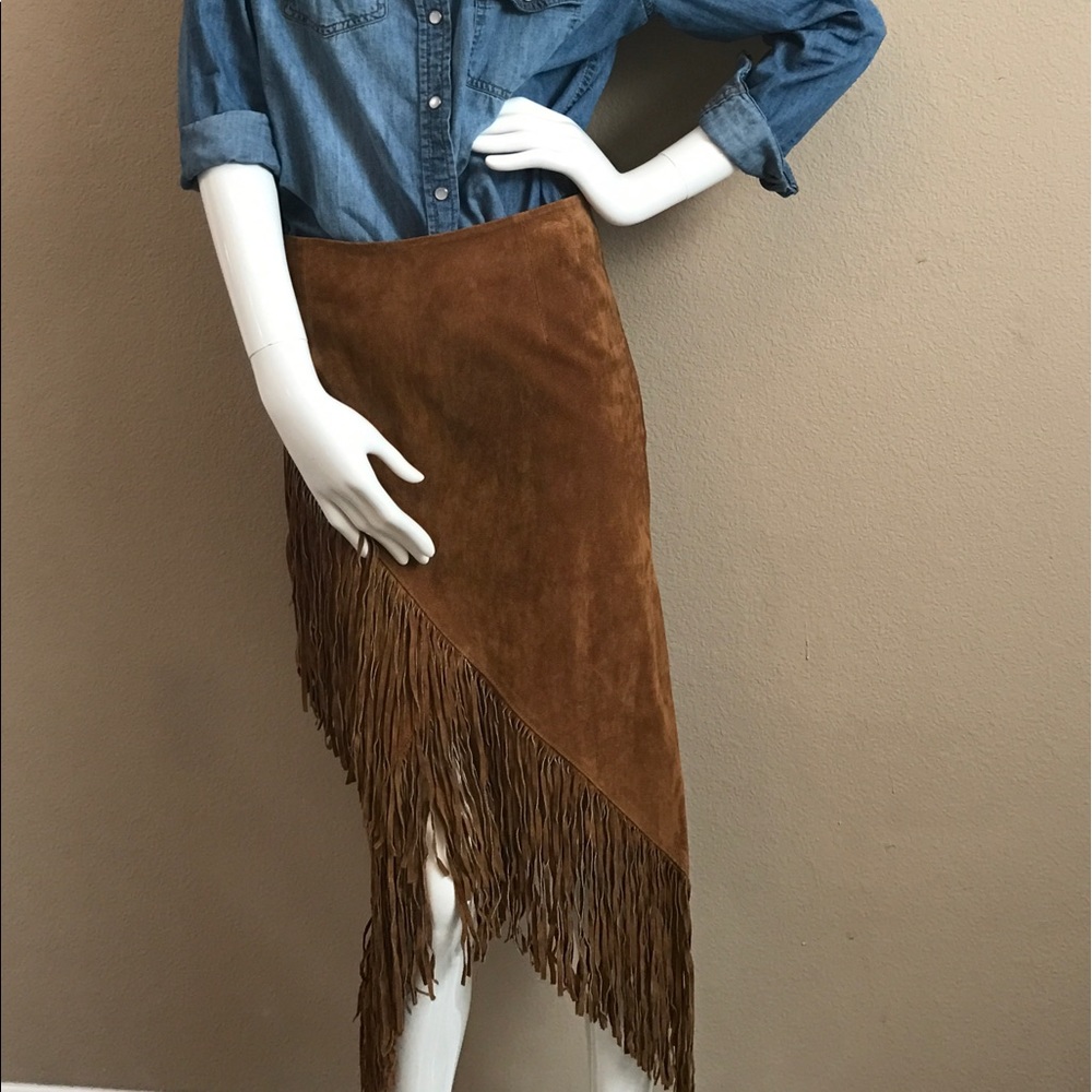 Suede Fringe Skirt