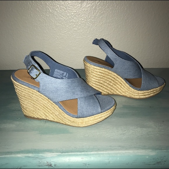 American Eagle Shoes - Denim Wedge Espadrilles