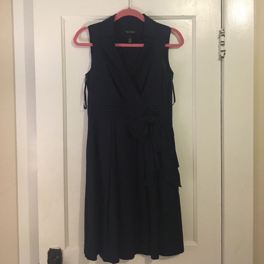 White House Black Market navy blue wrap dress. Sz4