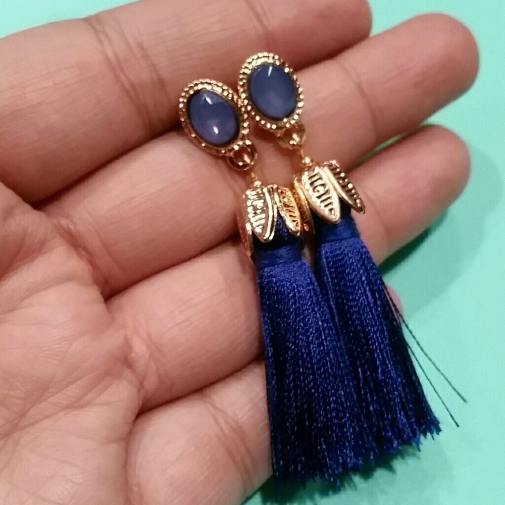 Blue Tassle Earrings