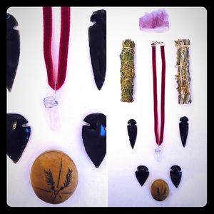 velvet choker necklace with quartz pendant