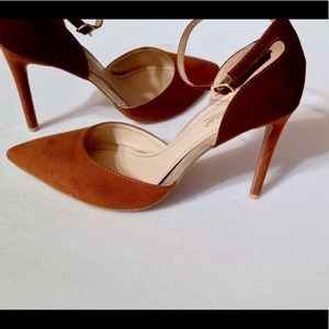 LAST WEEK! Awesome Color Block Brown Suede Heels