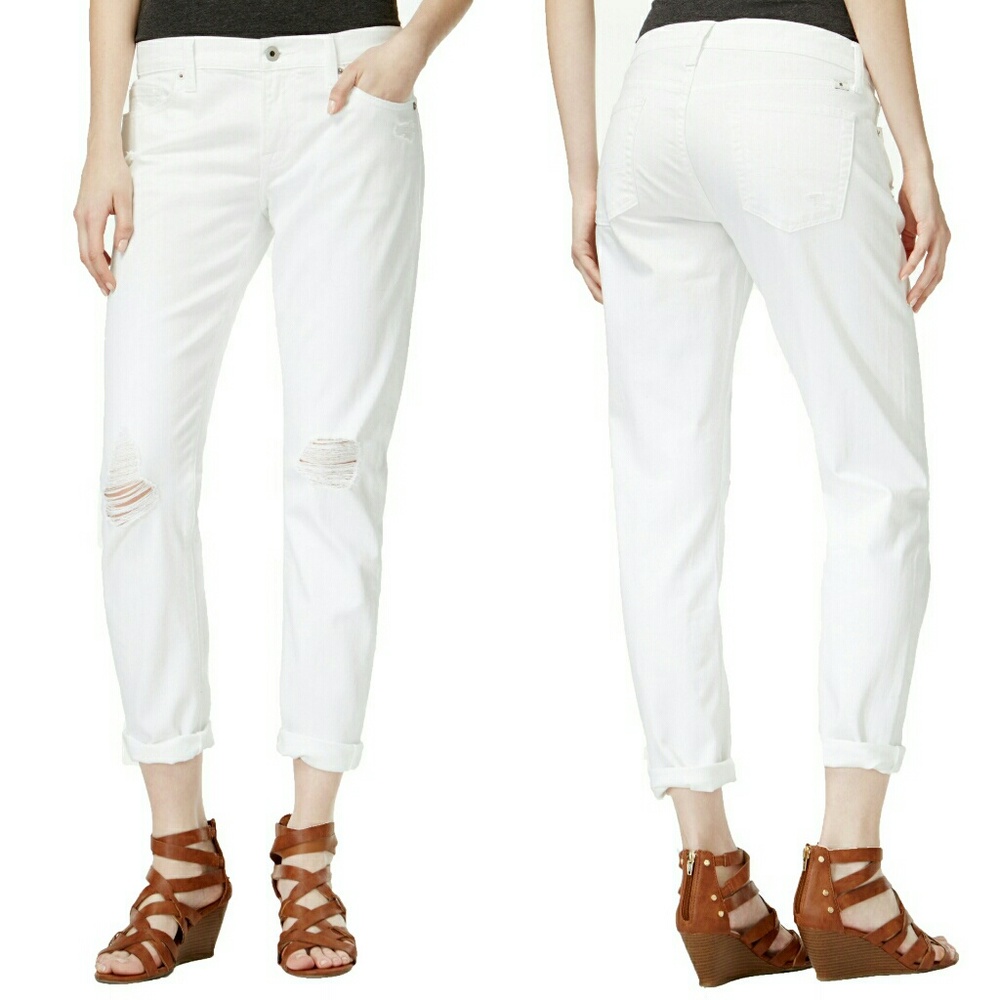 Lucky Brand Distressed Boyfriend Jeans White New! - Picture 5 of 7