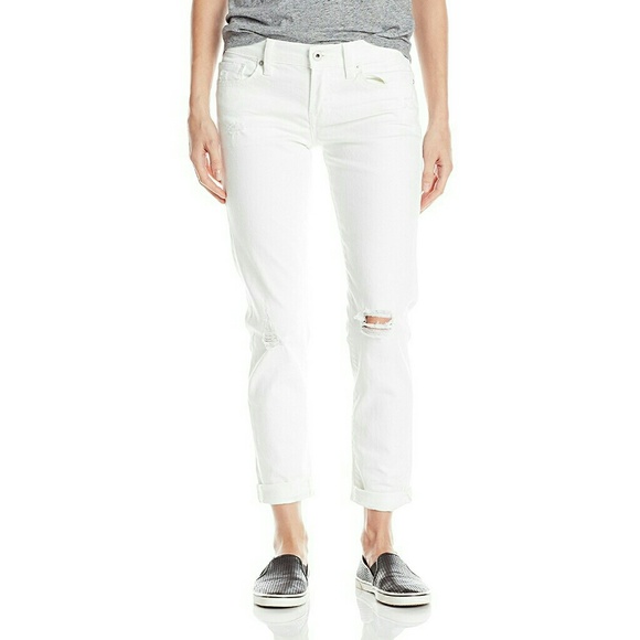 Lucky Brand Distressed Boyfriend Jeans White New! - Picture 3 of 7