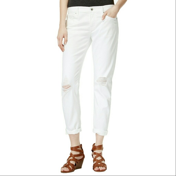 Lucky Brand Distressed Boyfriend Jeans White New! - Picture 6 of 7