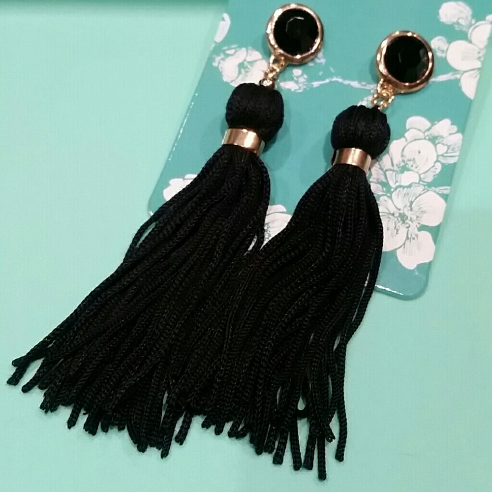 Long Black Tassle earrings