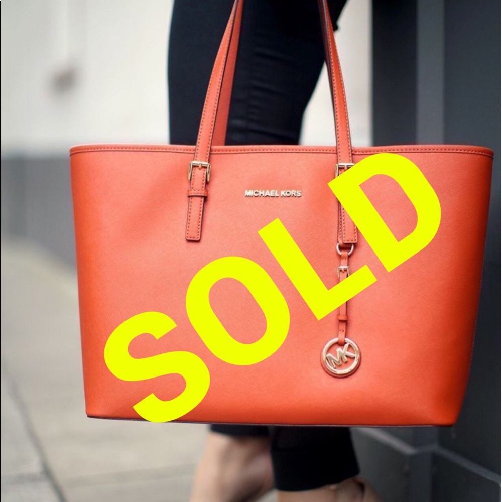 Micheal Kors Jet Set Saffiano Manderine Tote