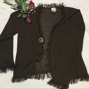 Chico's brown Fringe sweater
