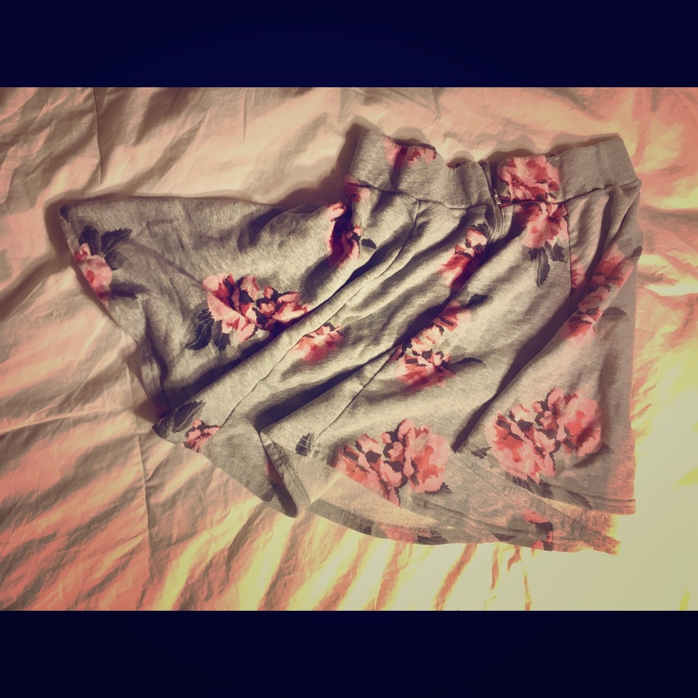 Grey and pink rose skirt from H&M.