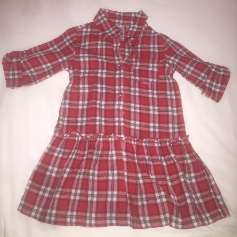 Red plaid tunic dress