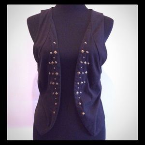 Cecico Black Soft Suede-Like Vest with Gold Studs
