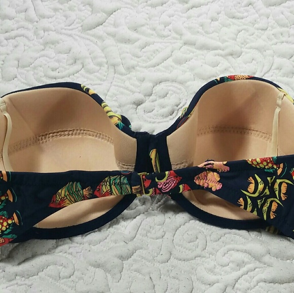 J Crew Blue Ratti Fish Rash Bikini Top 32D - Picture 3 of 4
