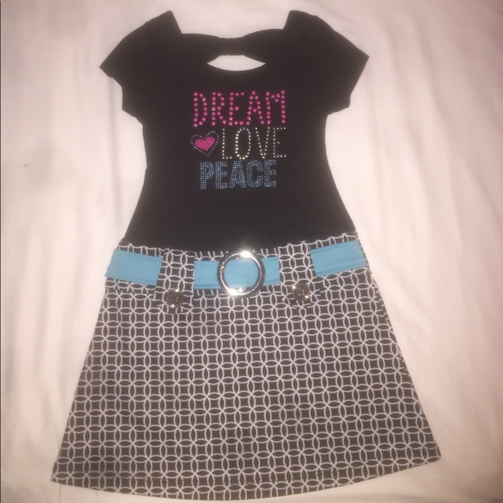 Black/ Light Blue belted dress