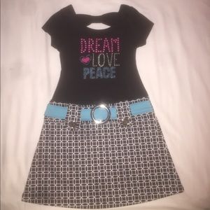 Black/ Light Blue belted dress