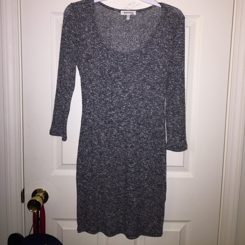Marled gray knit dress