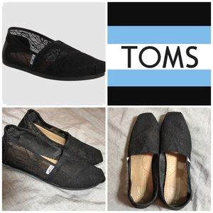 TOMS black lace slip ons