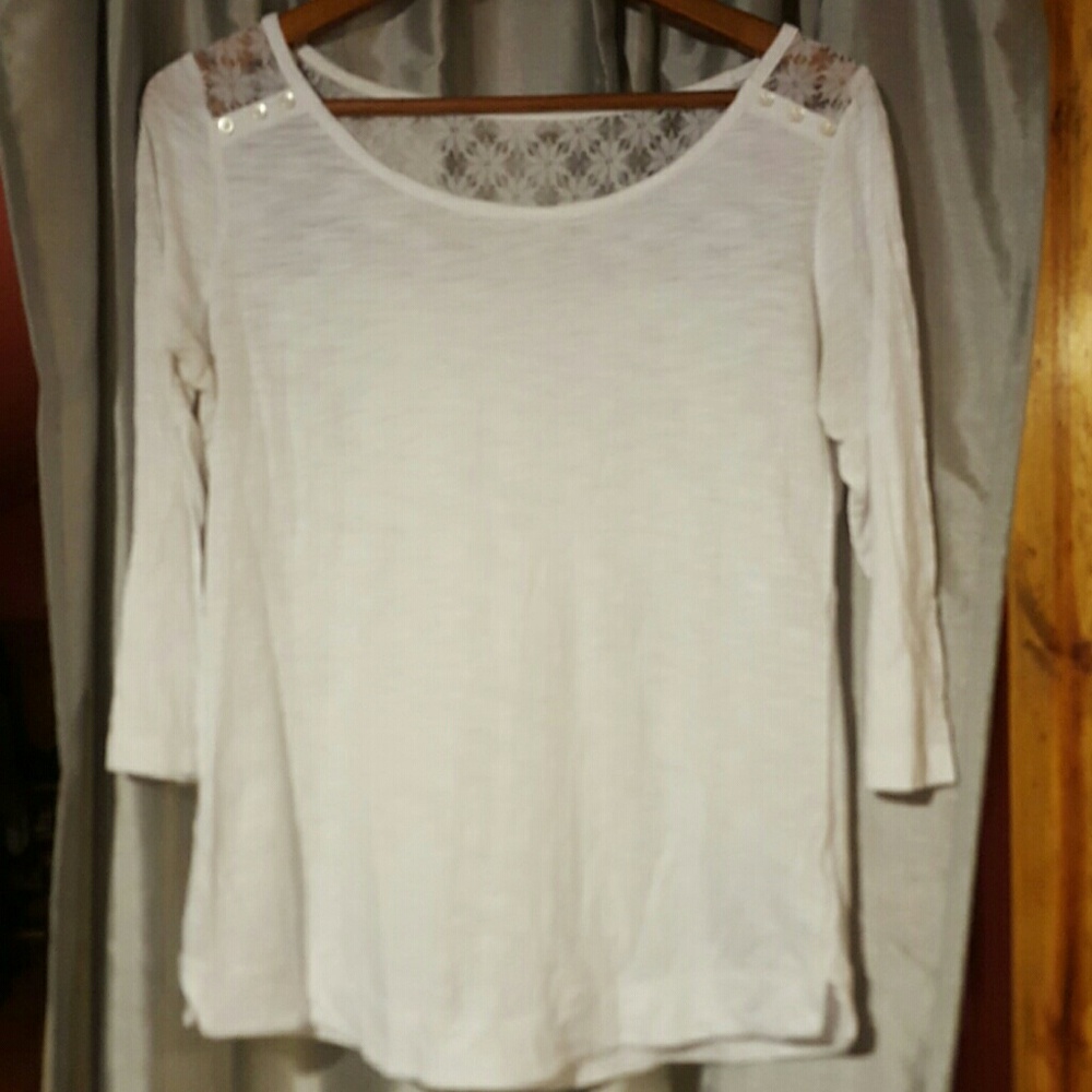 White blouse with Lace, sz M
