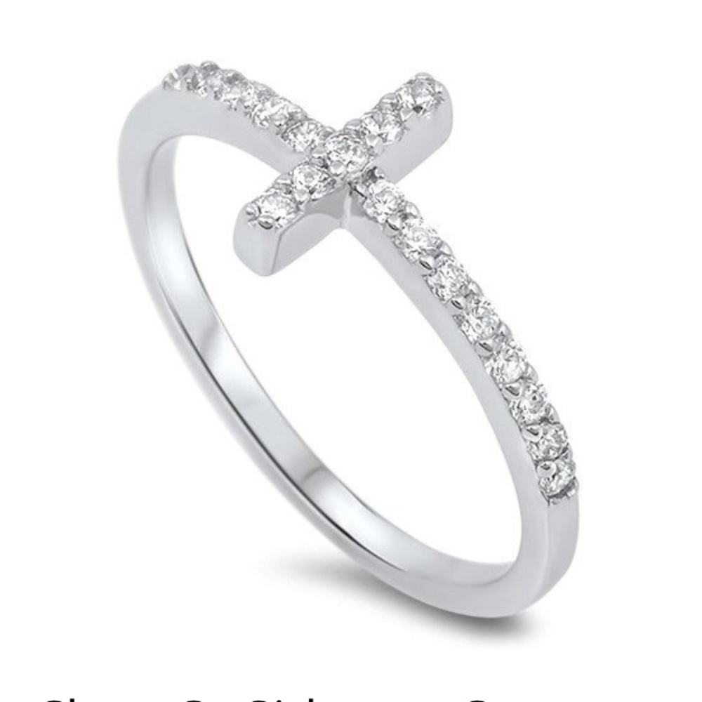 sterling silver 925 sideway cross