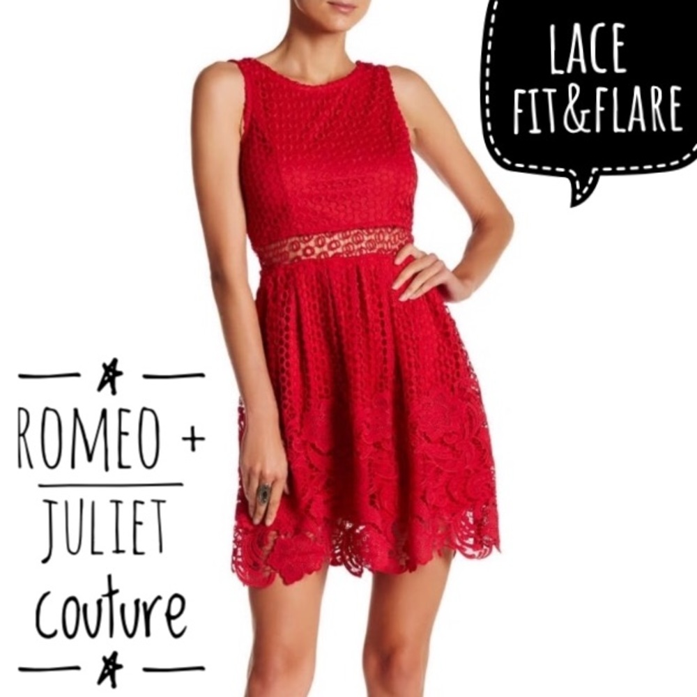 $195 Romeo Juliet Lace Crochet Flare Dress
