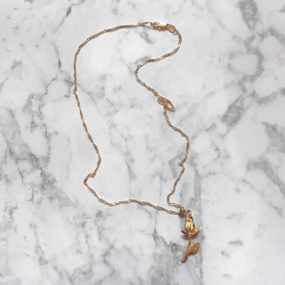 • LAST ONE • gold rose charm necklace - Picture 4 of 5
