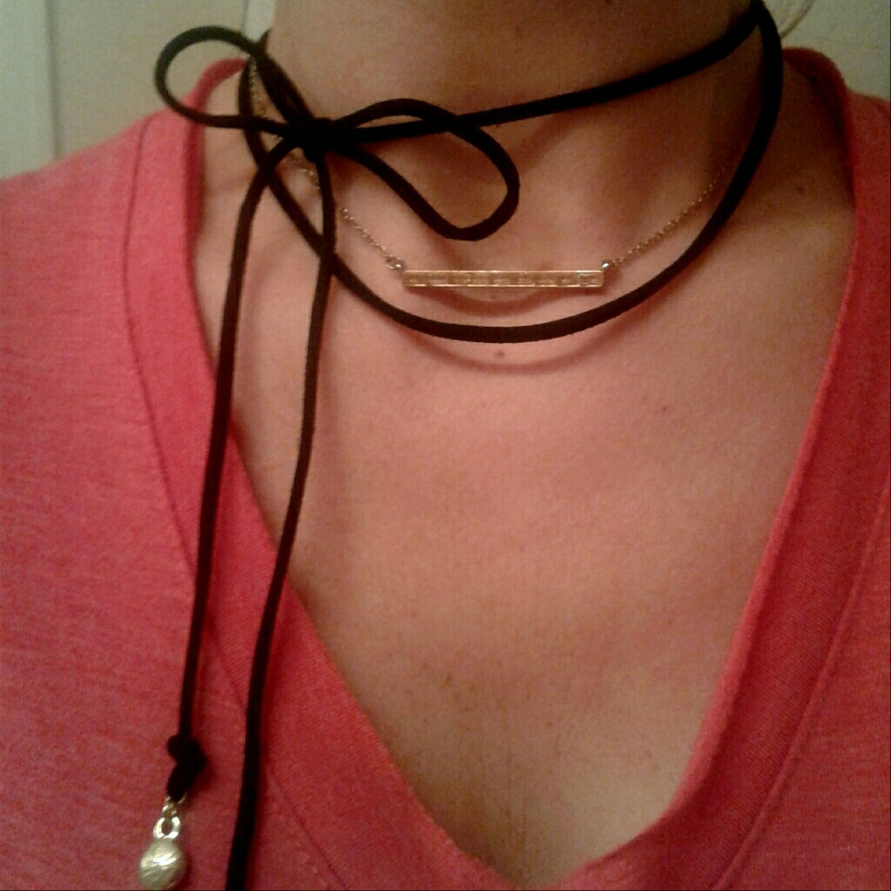 Express Choker, Black Suede String & Gold Choker