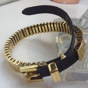 Michael Kors double wrap leather/gold link bracele