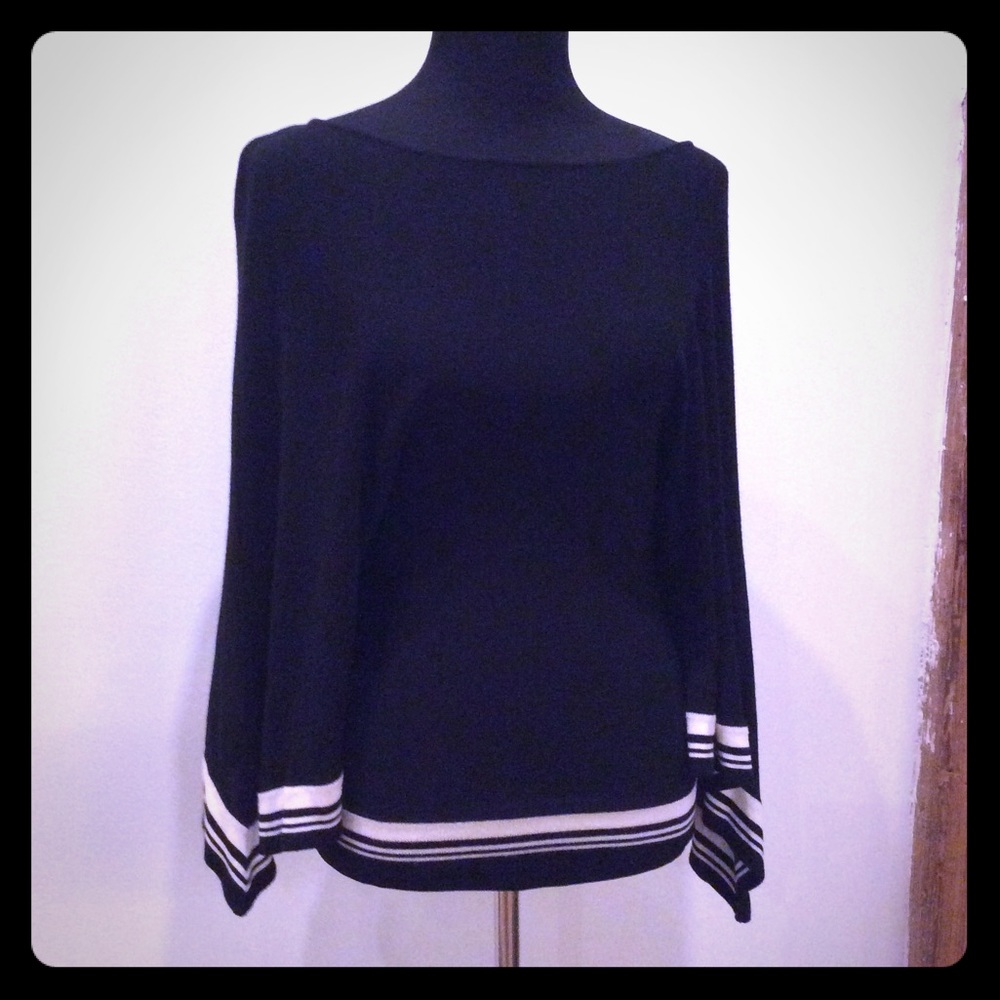 Tufi Duek Black and White Dolman Sleeve Sweater