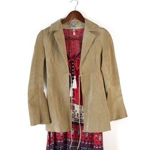 Vintage Suede Bell Sleeve Hippie 70s Trench Coat