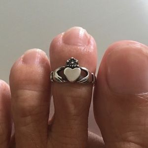 926 Sterling Silver Irish Claddagh Toe Ring, Friendship Love Heart Loyalty Rings