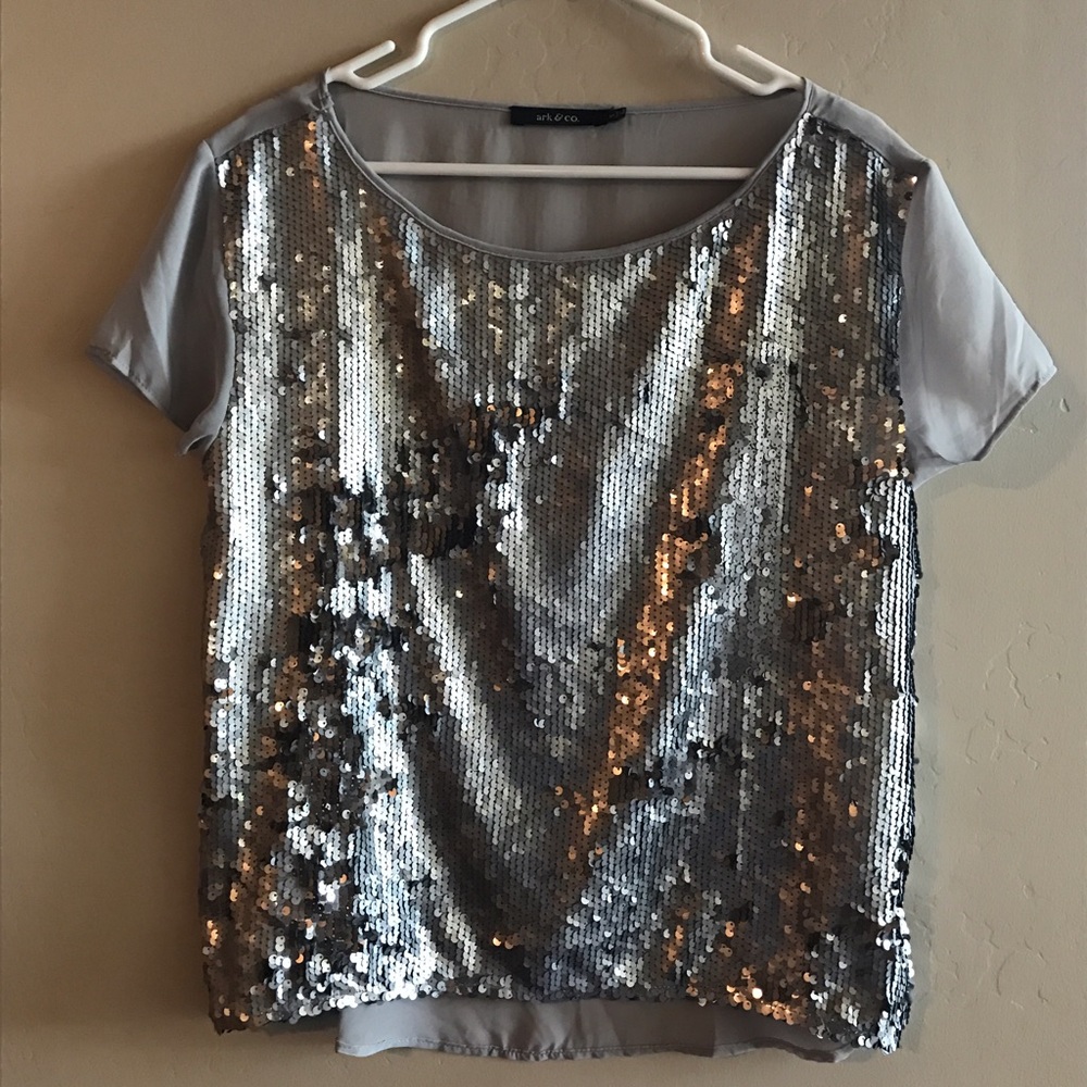 NWOT Nasty Gal Silver Sequin Top