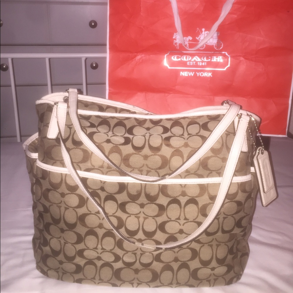 Authentic Coach Khaki Logo baby bag.