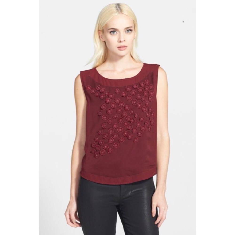 Search for Sanity Embellished Floral Maroon Blouse