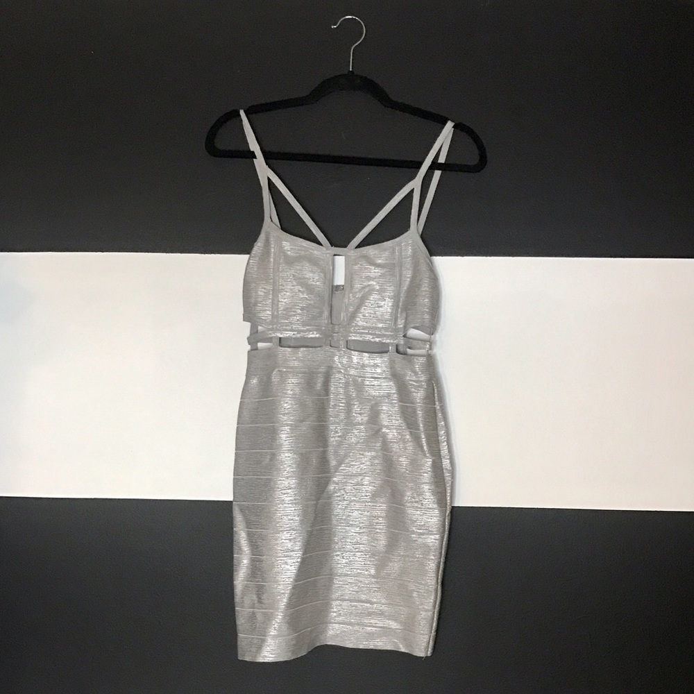 Silver sexy bandage dress