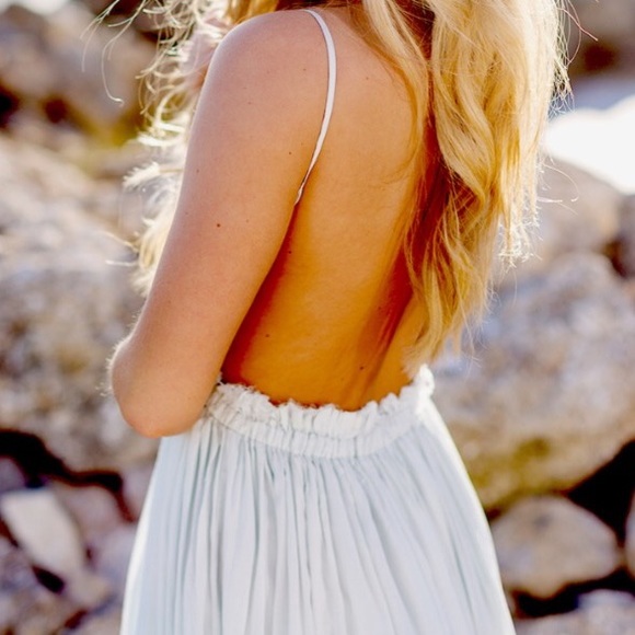 Backless Maxi Dress- Seafoam, Small - Picture 3 of 5