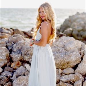 Backless Maxi Dress- Seafoam, Small