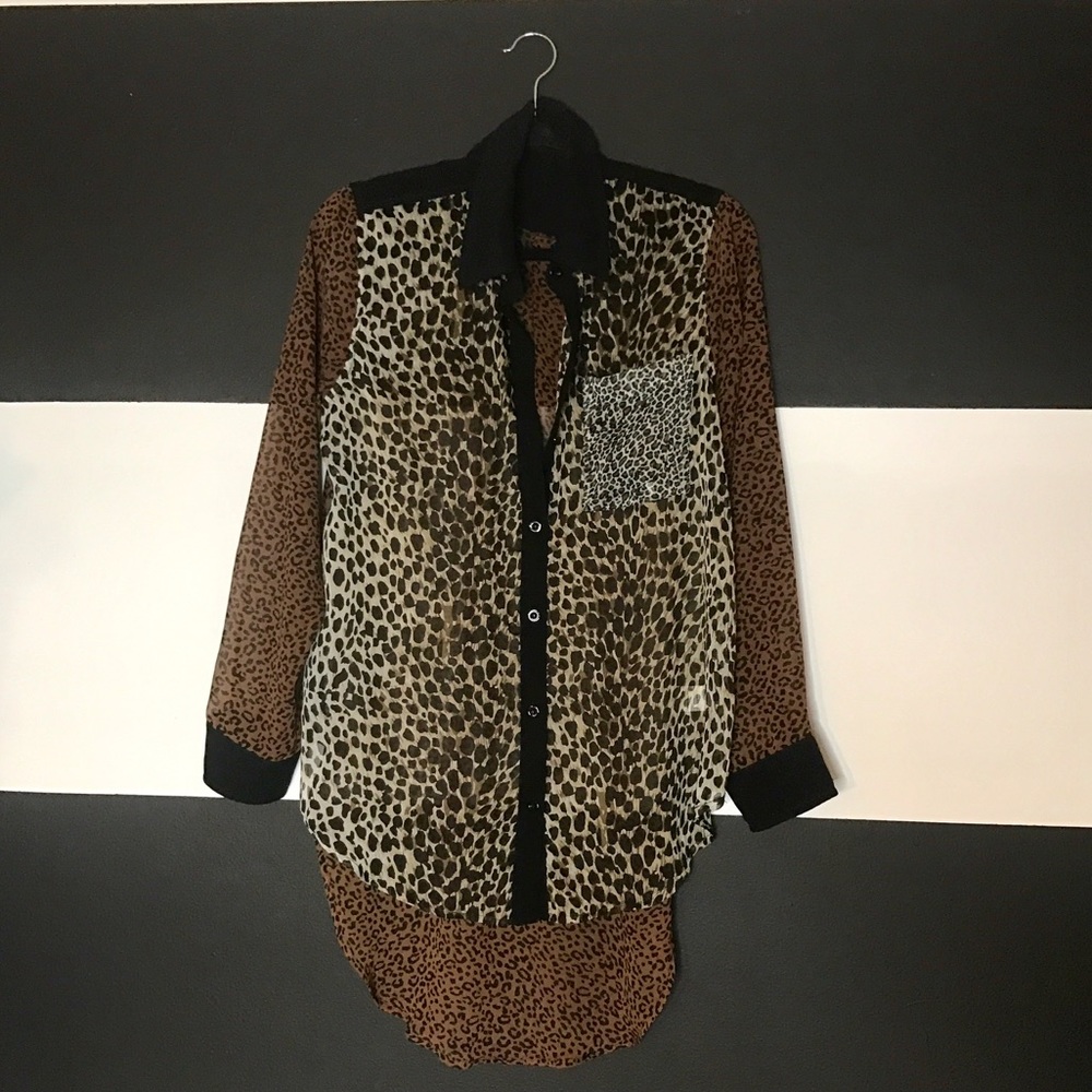Chiffon leopard print blouse