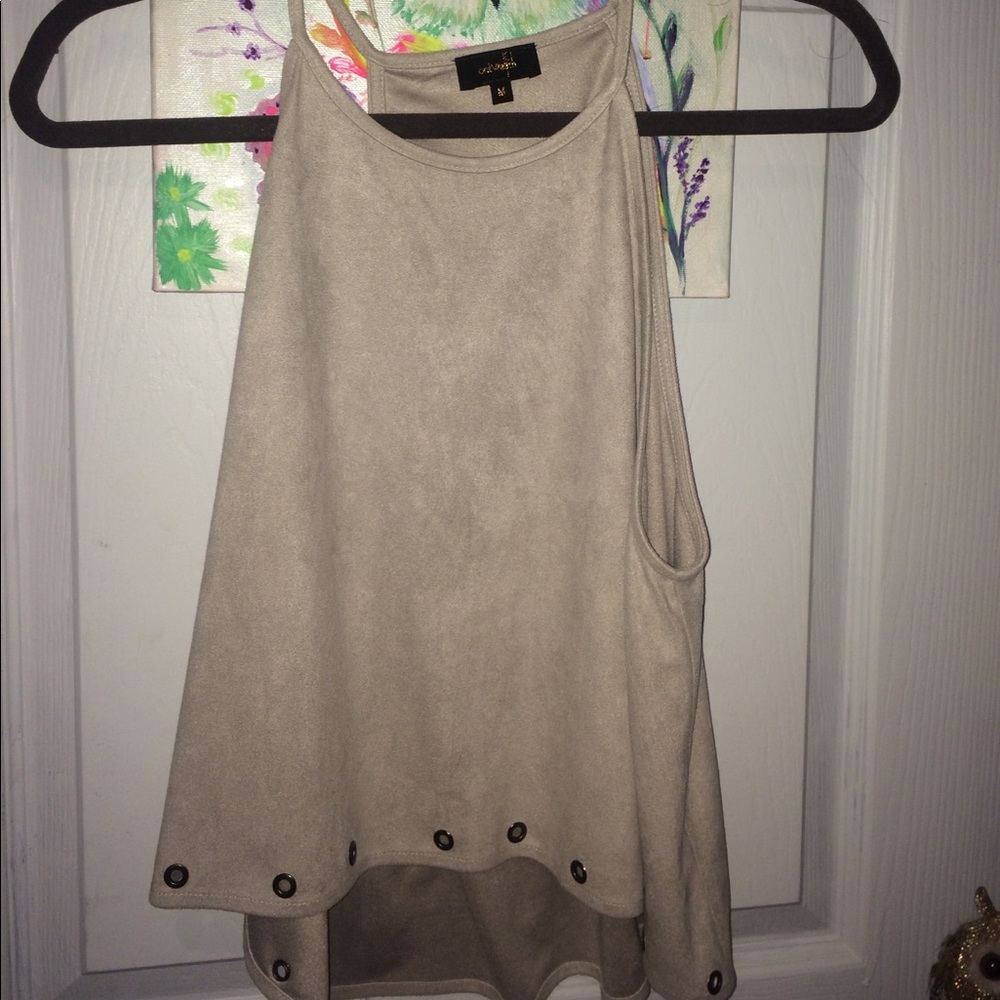 suede asymmetrical tank