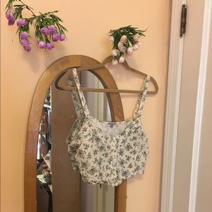 floral bustier crop top with buttons
