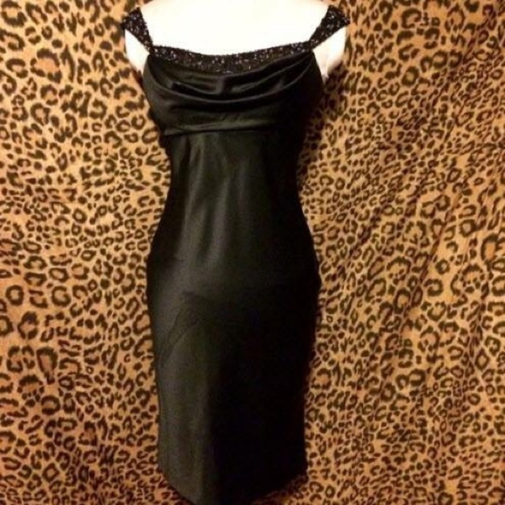 Black beaded pinup Wiggle cocktail dress vintage