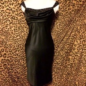 Black beaded pinup Wiggle cocktail dress vintage