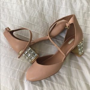 Cooperative  jewel heeled strap heel