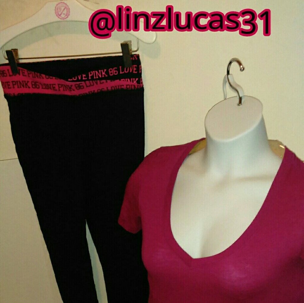 VSPINK szXS Yoga's & Tshirt, NWOT