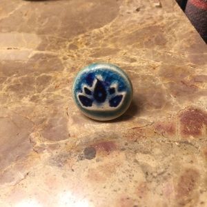 Handmade by me ceramic and glass ring.