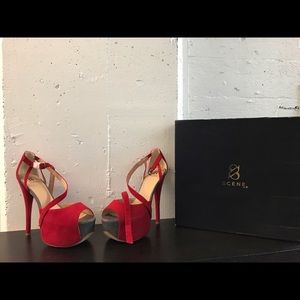 Brand new never worn RED HOT HIGH HEEL PLATFORMS!