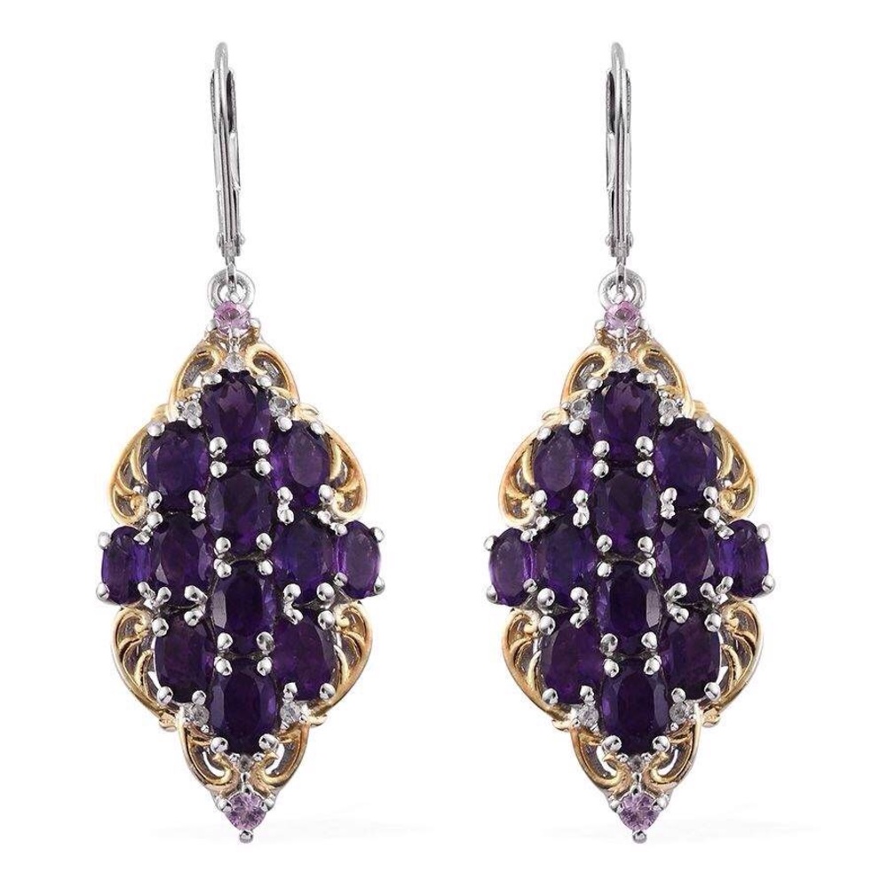 Lusaka Amethyst, Pink Sapphire 14kYG/SS Earrings