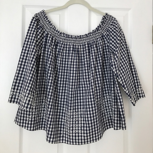 Madewell Tops - Madewell Smocked Gingham Off The Shoulder Top - M