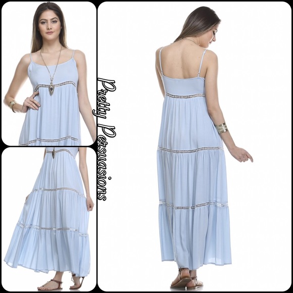 RESERVED‼️ Baby Blue Crochet Trim Maxi Dress - Picture 2 of 8