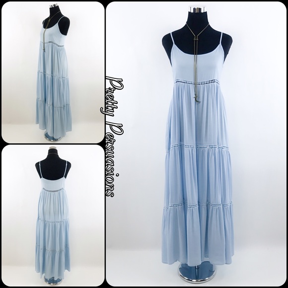 RESERVED‼️ Baby Blue Crochet Trim Maxi Dress - Picture 7 of 8